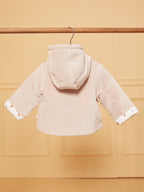 Veste de naissance à capuche beige en velours - 2