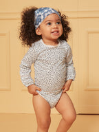 Ensemble body et robe chasuble bleu et écru - 2