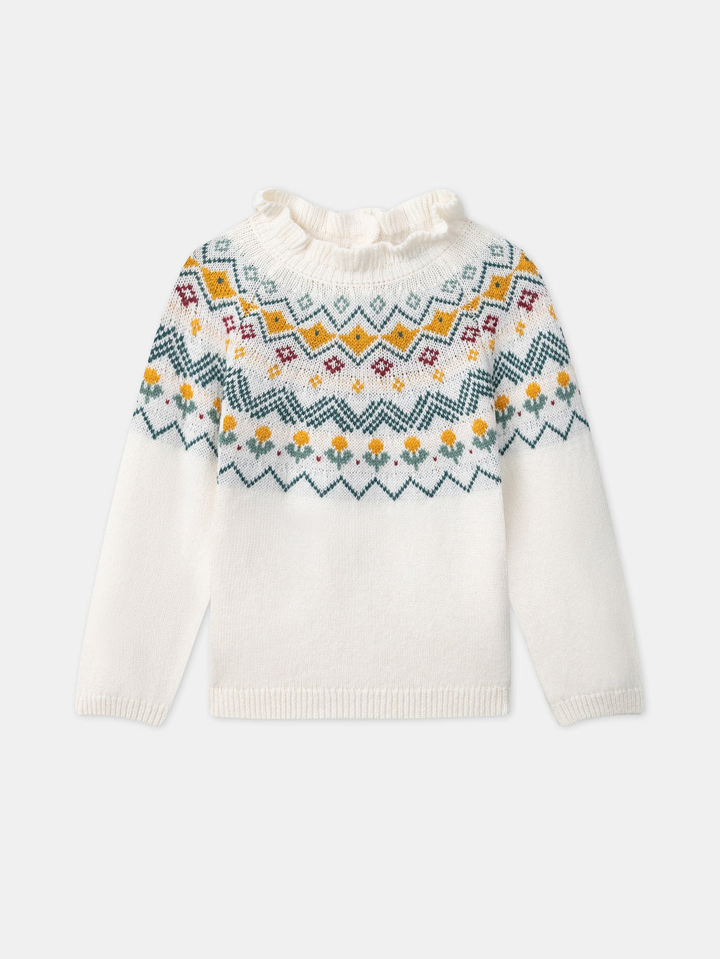 Pull  en jacquard écru - 1