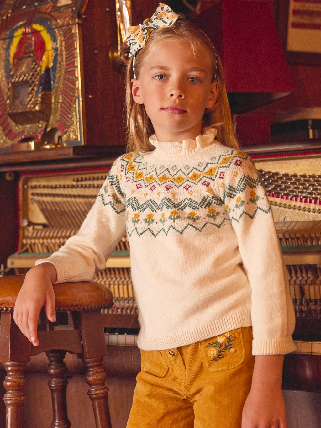 Pull  en jacquard écru - 2