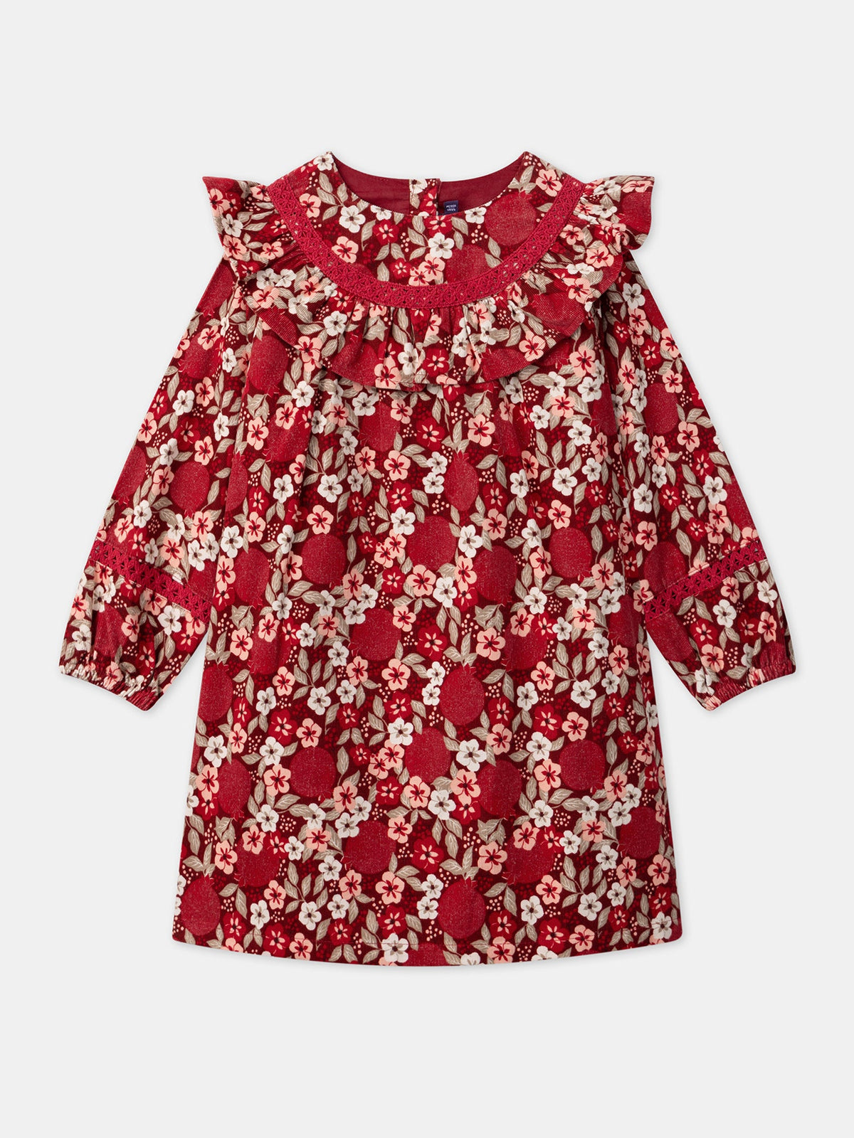 Robe fleurie en velours côtelé - 1
