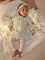 Ensemble robe imprimé fleuri + legging rose + bandeau Naissance Fille - 2
