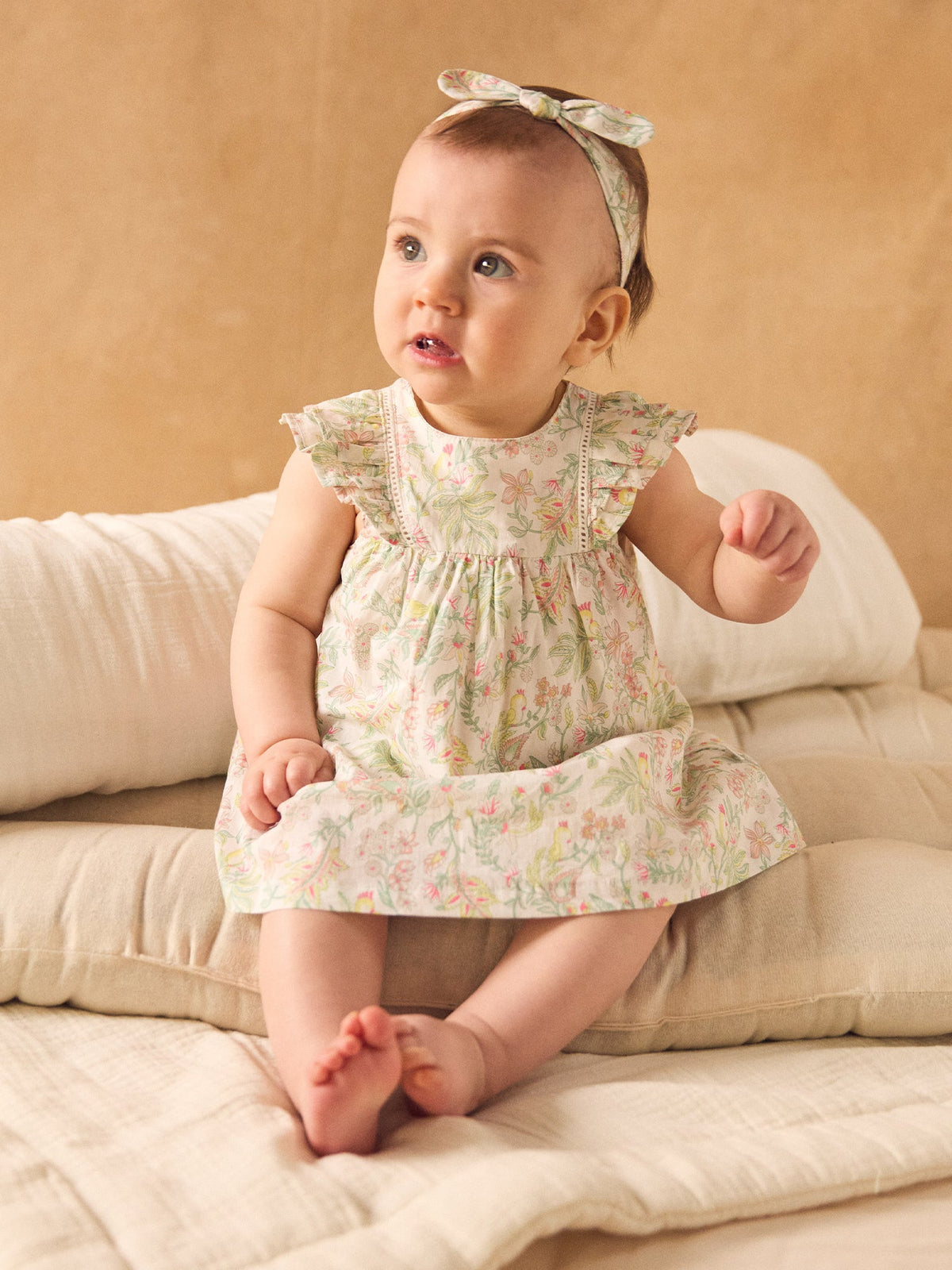 Ensemble robe + bloomer + bandeau Naissance Fille - 2