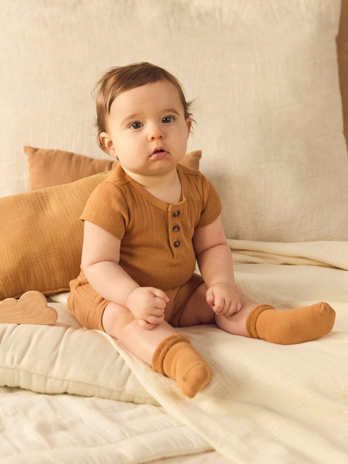 Ensemble body + short + chaussettes marron Naissance Garçon - 2