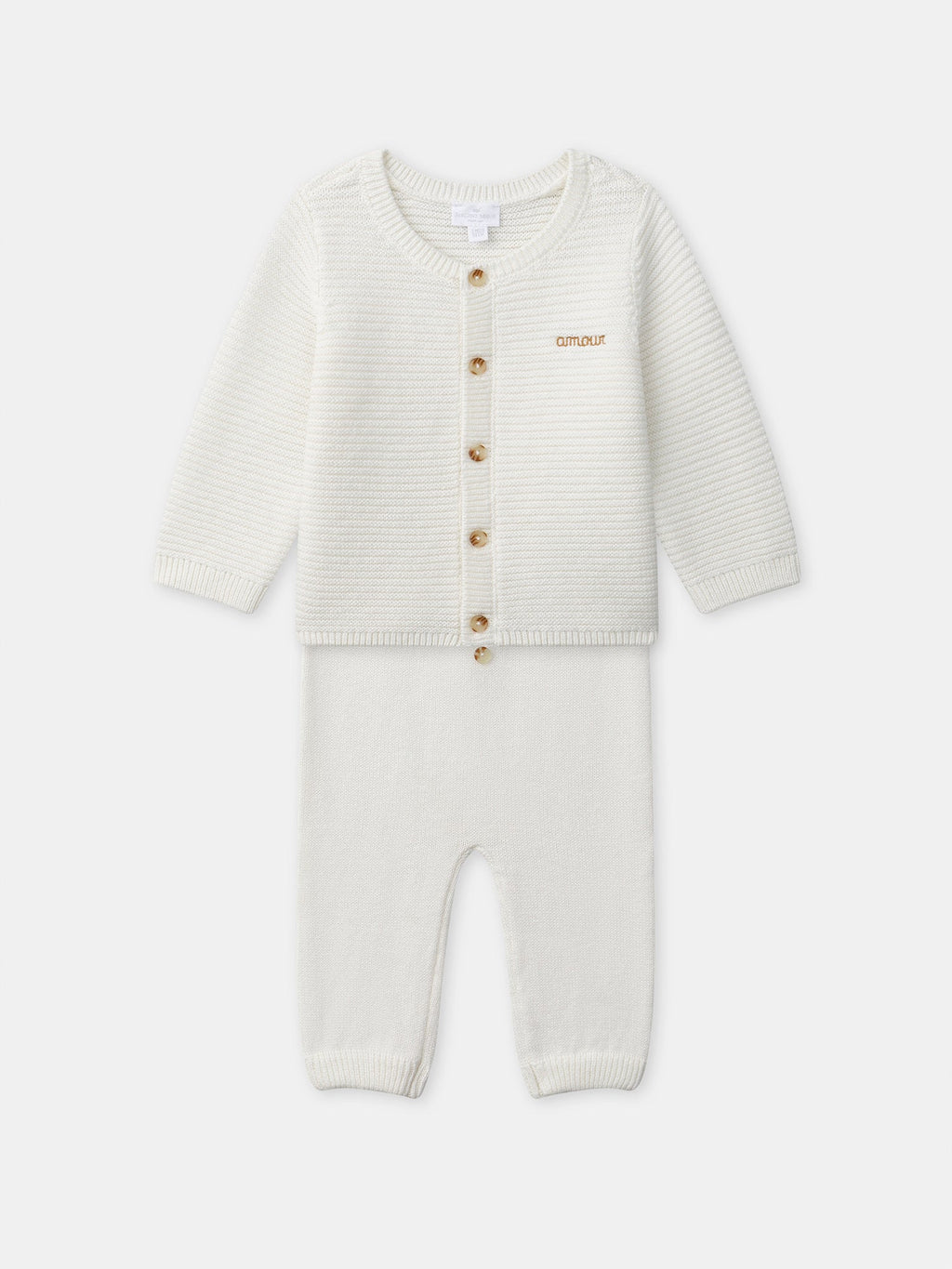 Ensemble gilet + pantalon écru Naissance Mixte - 1