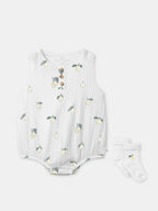 Ensemble barbotteuse imprimée citrons + chaussettes Naissance Mixte - 1