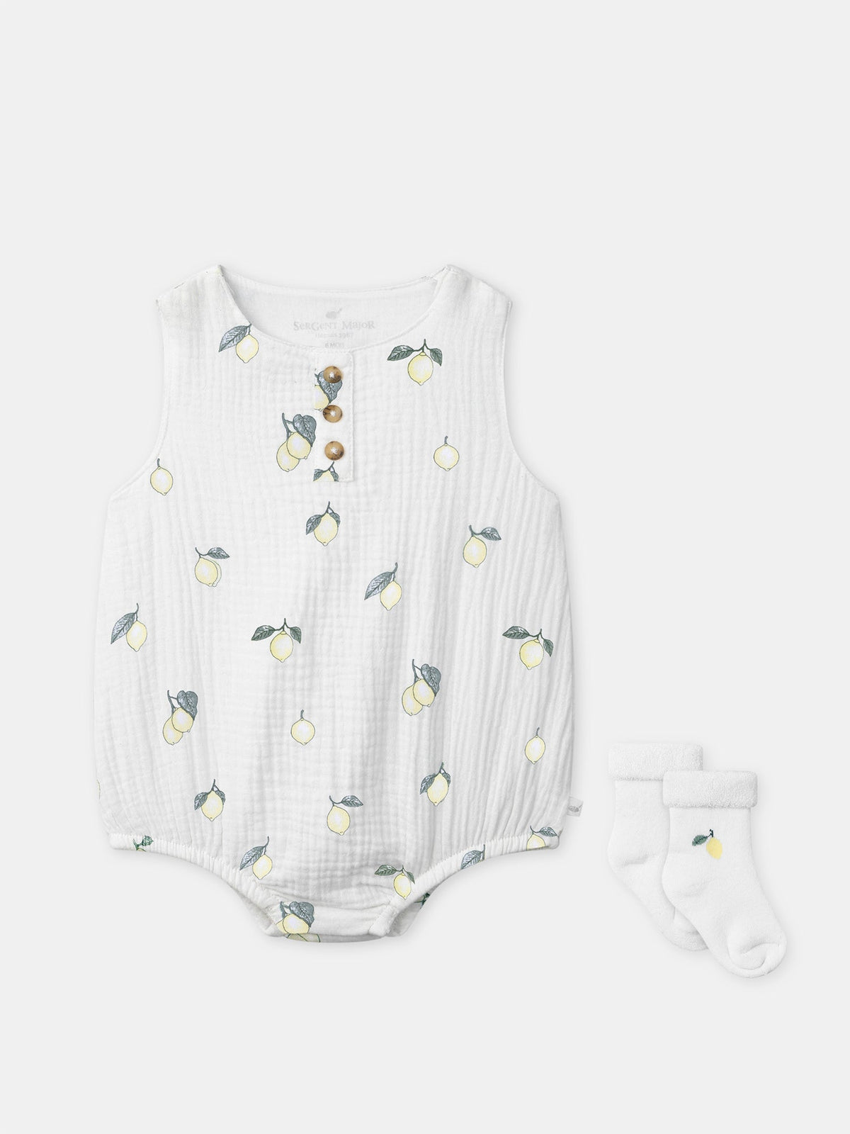 Ensemble barbotteuse imprimée citrons + chaussettes Naissance Mixte - 1