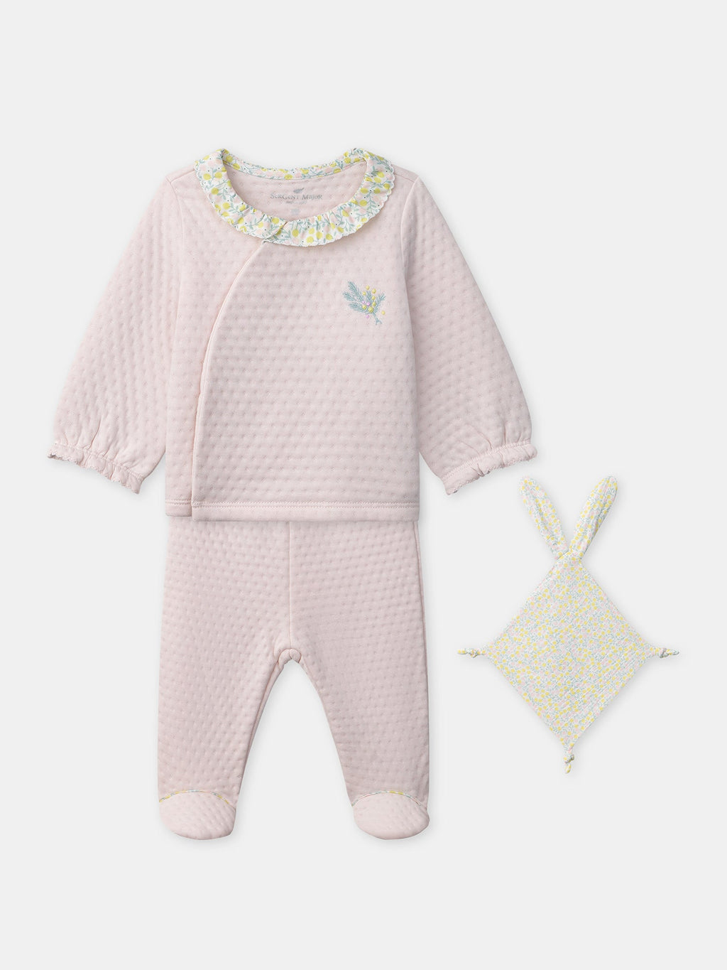 Ensemble haut + pantalon rose + doudou Naissance Fille - 1