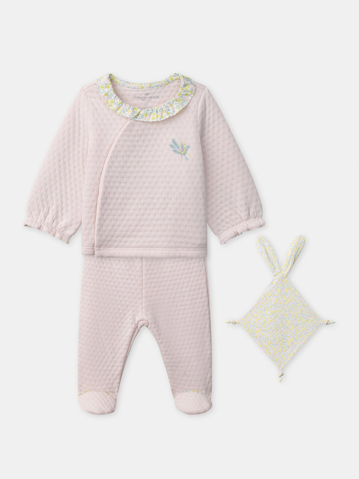 Ensemble haut + pantalon rose + doudou Naissance Fille - 1