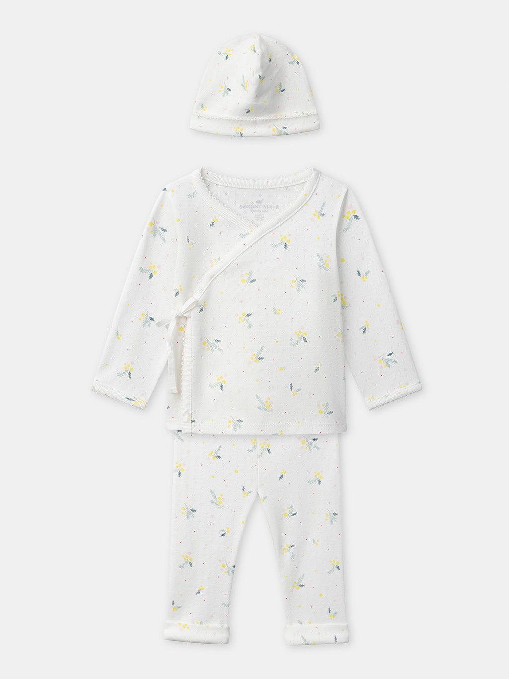 Ensemble haut + pantalon + bonnet imprimé feuillage Naissance Fille - 1