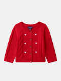 Cardigan rouge à broderies cœurs Bébé Fille - 1