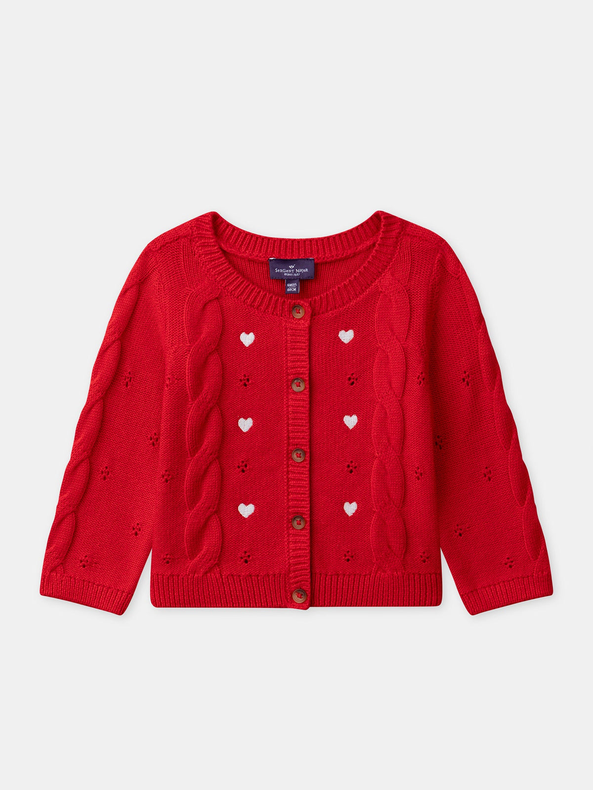 Cardigan rouge à broderies cœurs Bébé Fille - 1