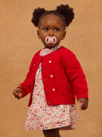 Cardigan rouge à broderies cœurs Bébé Fille - 2