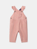 Salopette rayée corail et écru à patch cœur Bébé Fille - 1