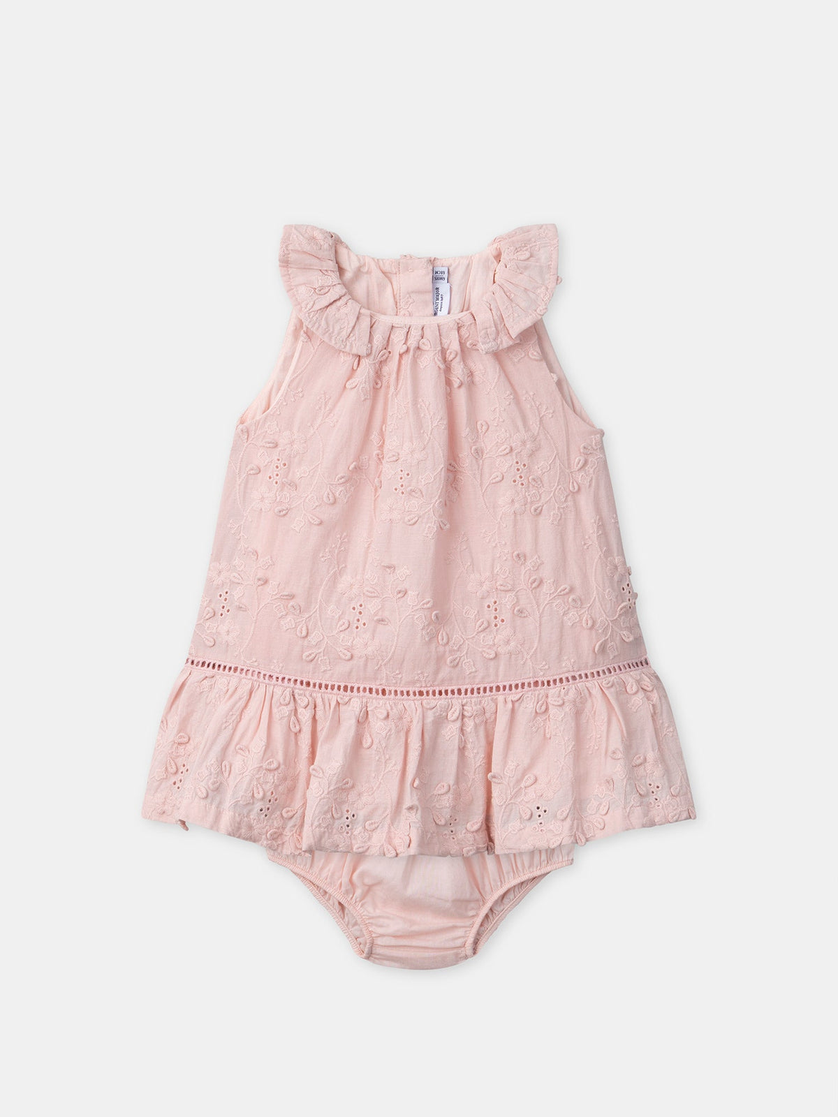Robe rose à broderies fleurs Bébé Fille - 1