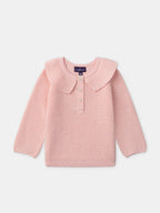 Pull rose clair à col Bébé Fille - 1