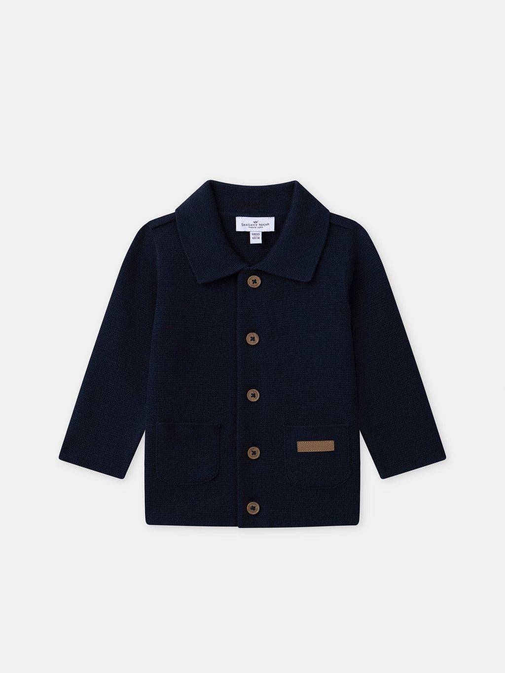 Gilet bleu marine à col Bébé Mixte - 1