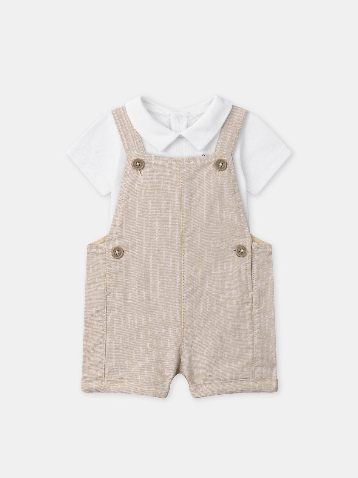 Ensemble salopette à rayures + body Bébé Garçon - 1