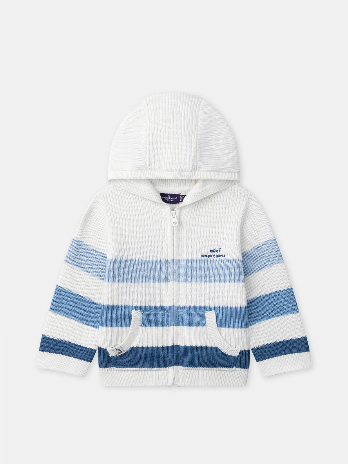Gilet à capuche et rayures bleues Bébé Garçon - 1