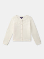 Gilet écru à broderie fleurs Fille - 1