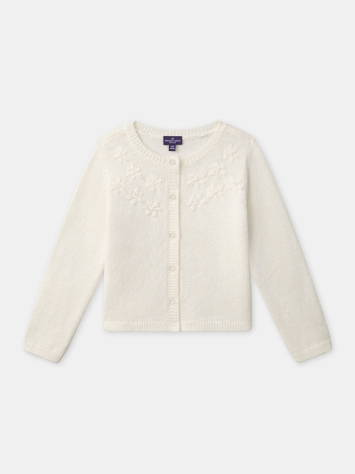 Gilet écru à broderie fleurs Fille - 1