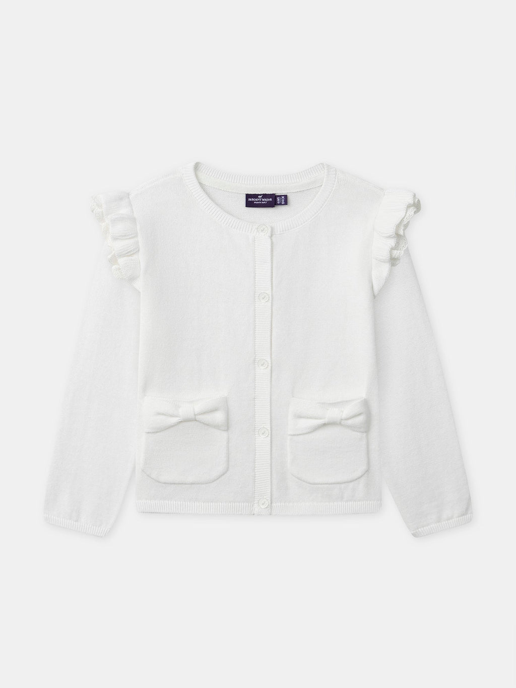 Gilet écru à volants et noeuds Fille - 1