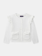Gilet écru à volants et noeuds Fille - 1