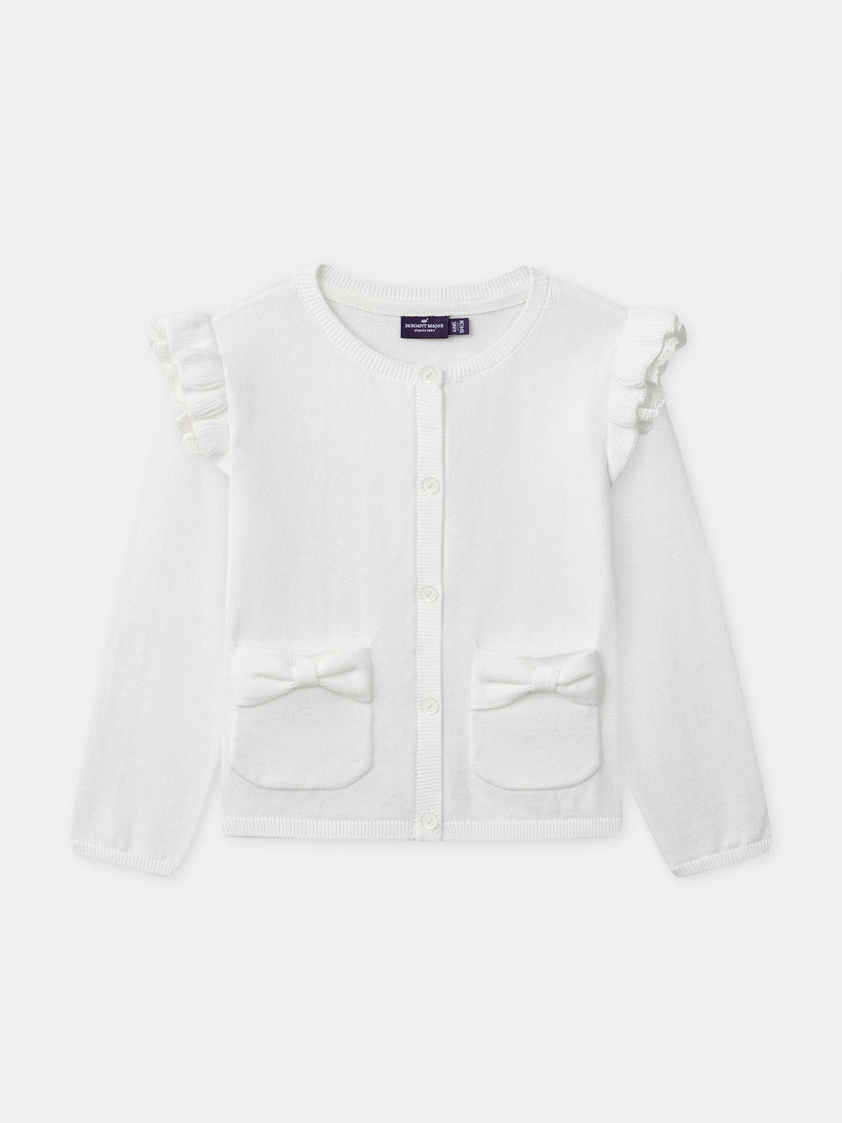 Gilet écru à volants et noeuds Fille - 1