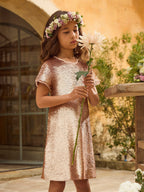 Robe à sequins roses Fille - 2