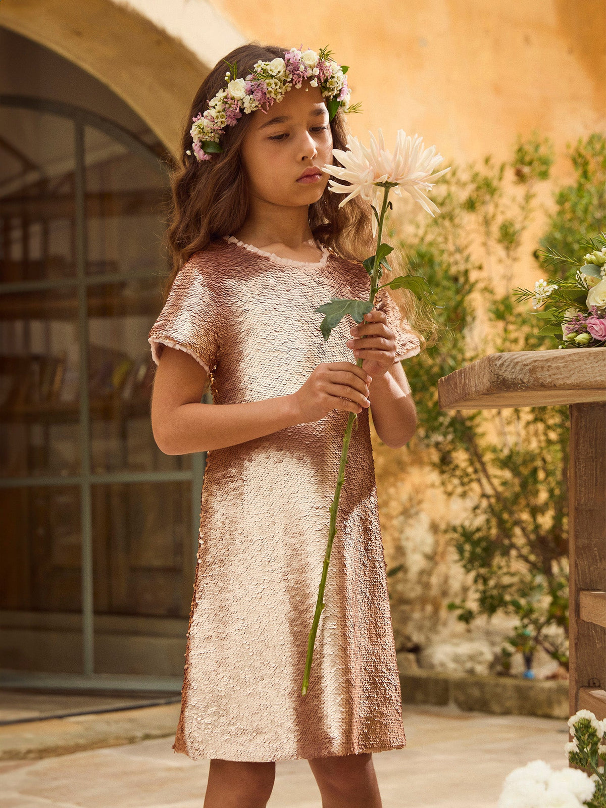 Robe à sequins roses Fille - 2