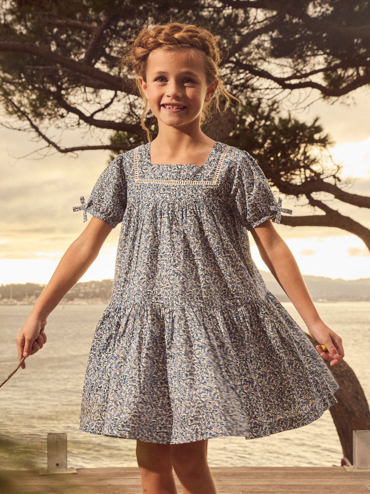 Robe imprimé fleuri bleu Fille - 2