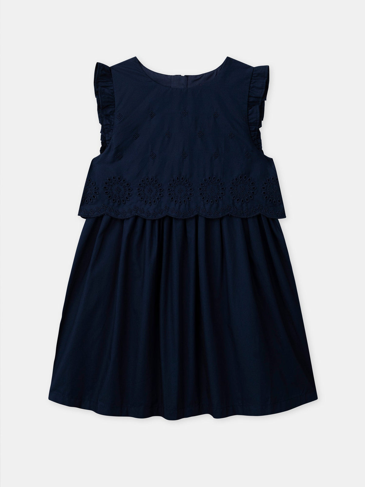 Robe bleue à broderies anglaises Fille - 1