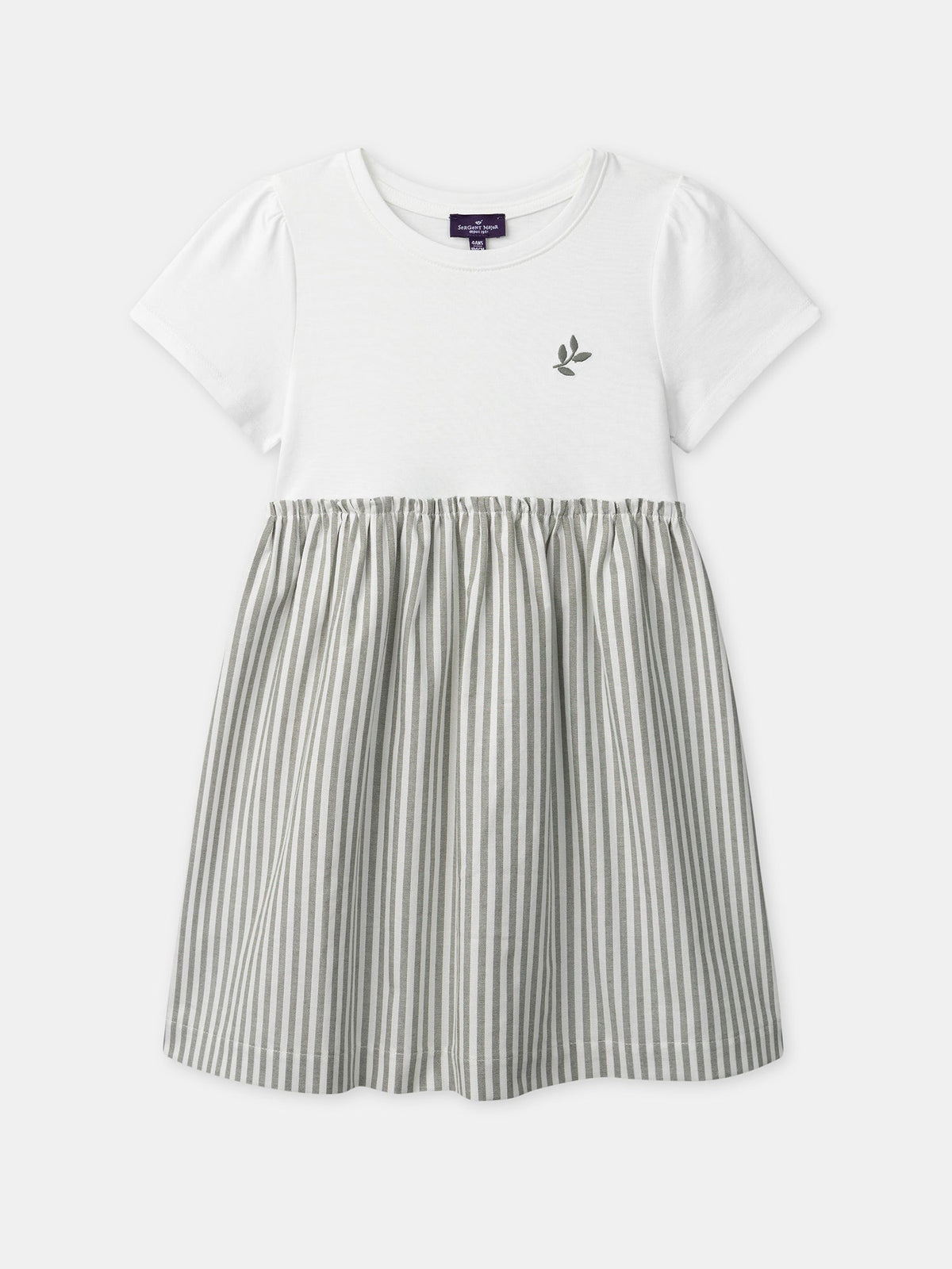 Robe bi-matière à rayures Fille - 1