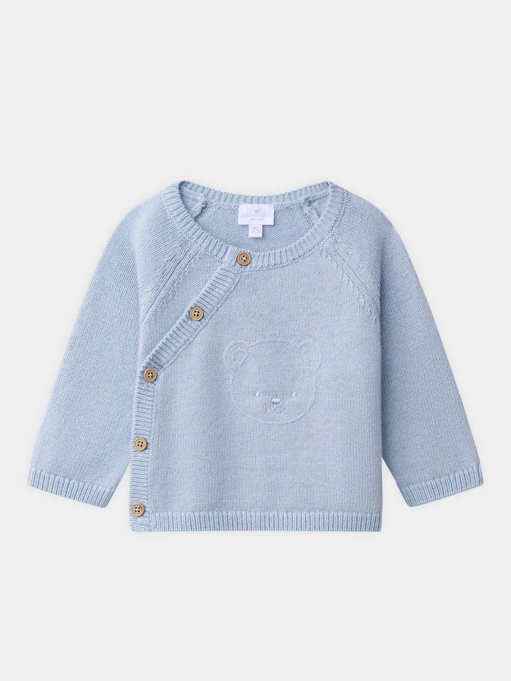 Ensemble haut en tricot bleu ciel + pantalon en tricot à rayures bleu ciel Naissance Garçon - 2
