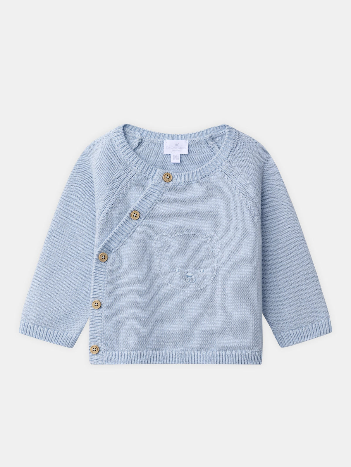 Ensemble haut en tricot bleu ciel + pantalon en tricot à rayures bleu ciel Naissance Garçon - 2