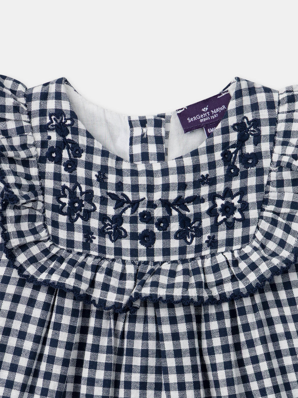 Robe vichy à volants et broderies fleurs Bébé Fille - 2