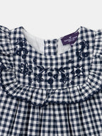 Robe vichy à volants et broderies fleurs Bébé Fille - 2