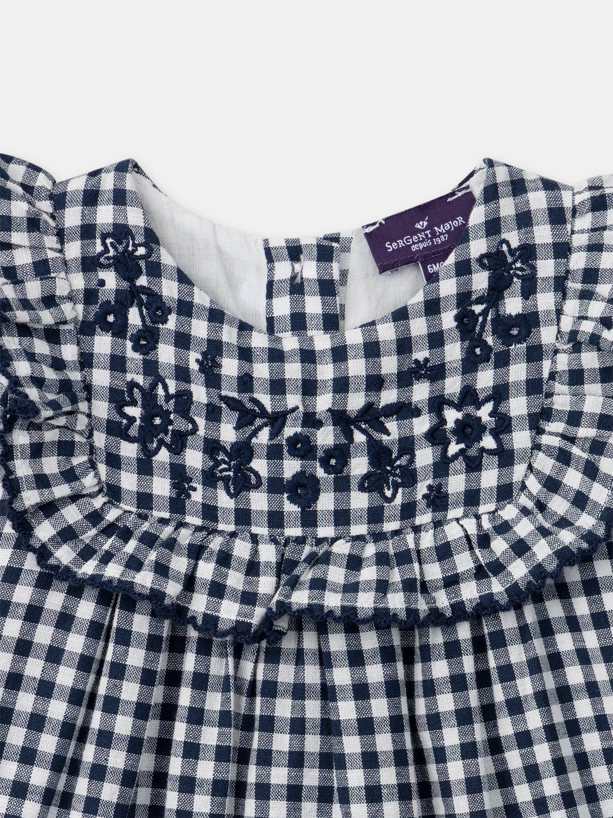 Robe vichy à volants et broderies fleurs Bébé Fille - 2