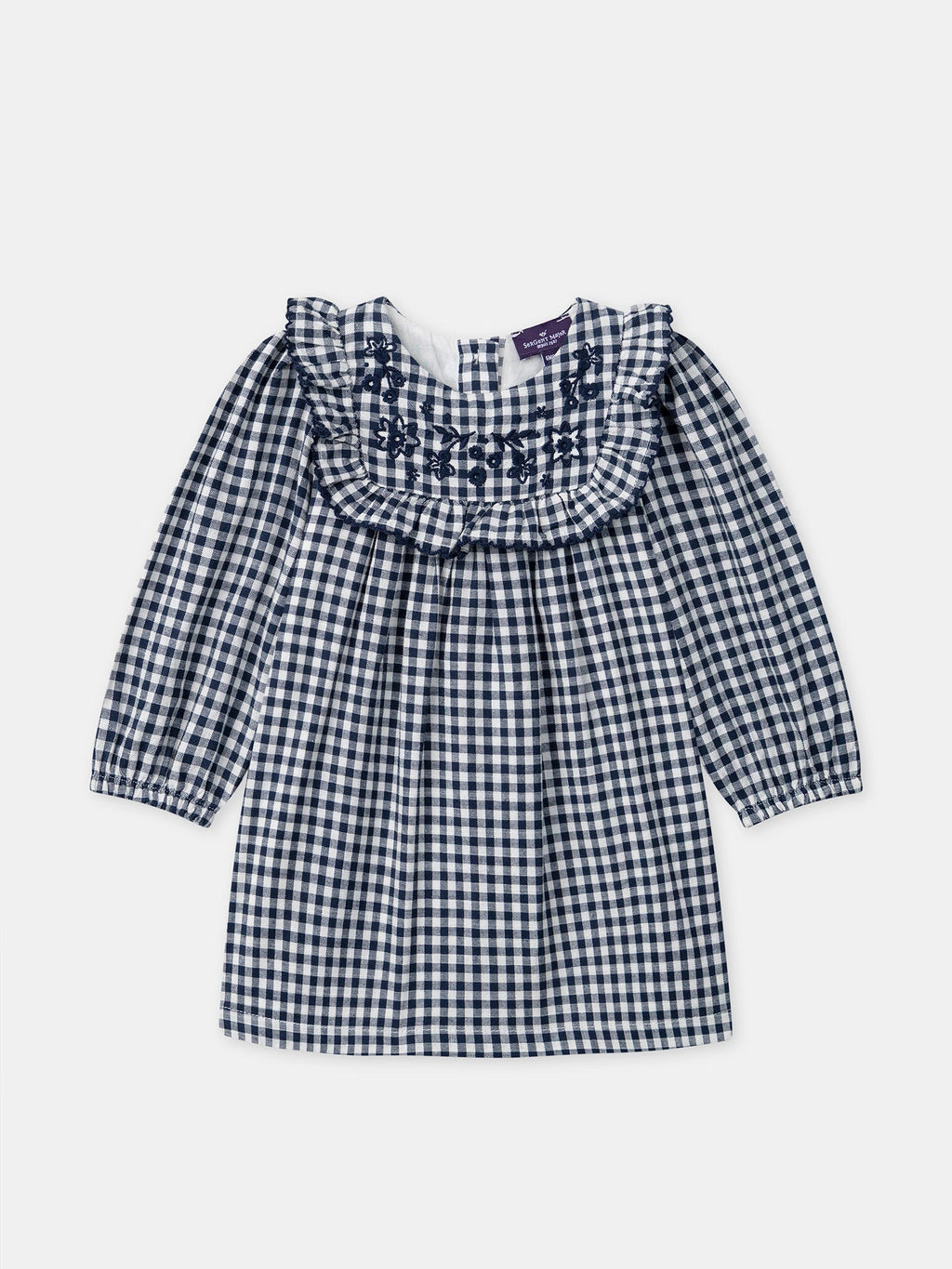 Robe vichy à volants et broderies fleurs Bébé Fille - 1