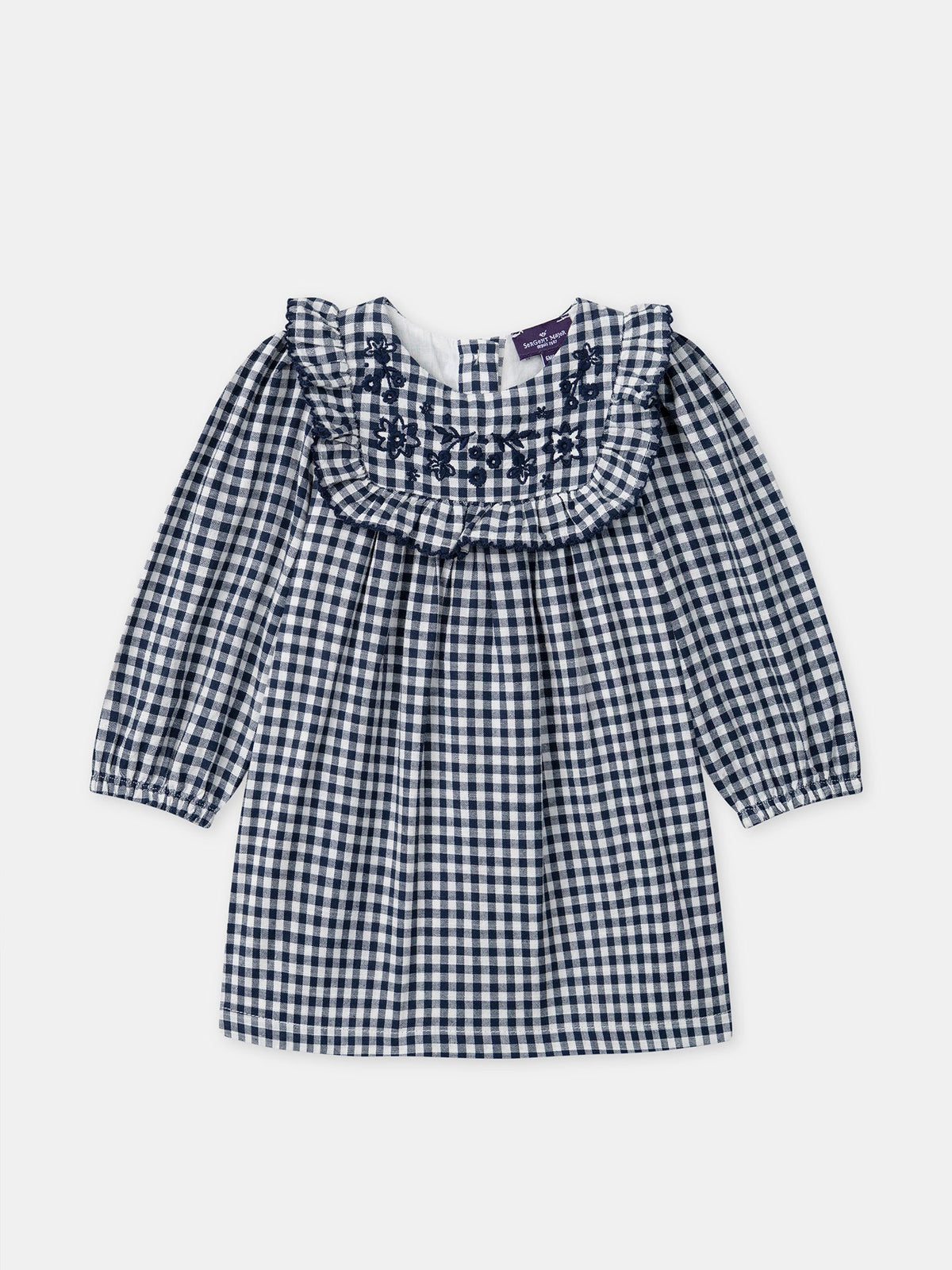 Robe vichy à volants et broderies fleurs Bébé Fille - 1