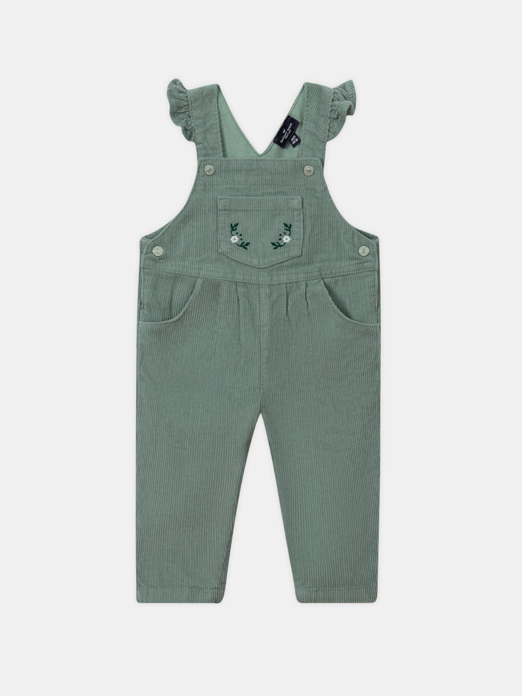 Salopette verte à broderie fleurs Bébé Fille - 1