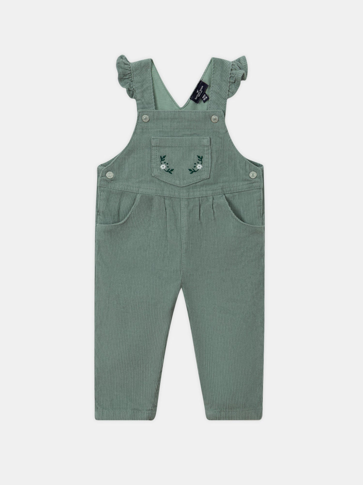 Salopette verte à broderie fleurs Bébé Fille - 1