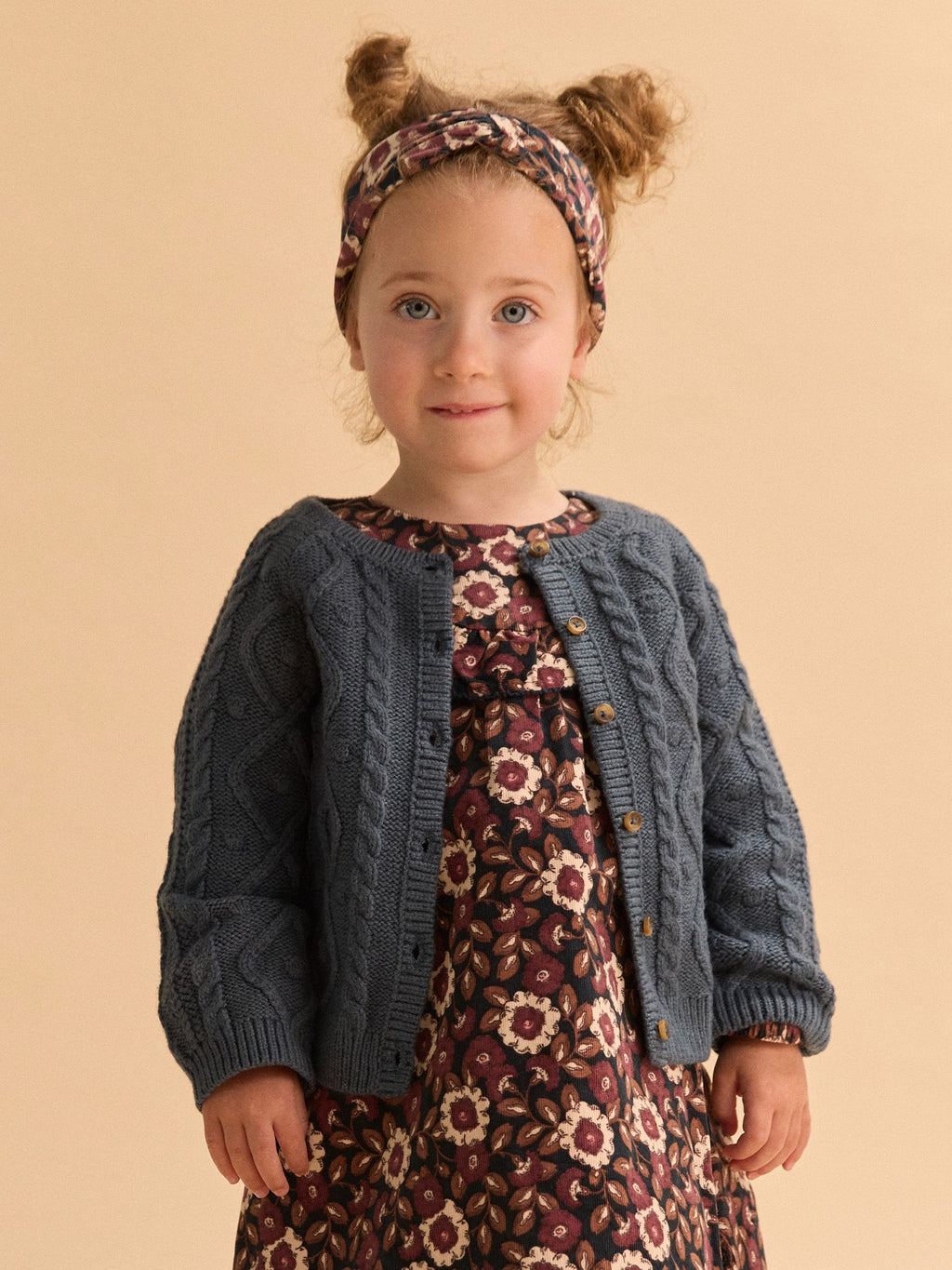Cardigan bleu paon torsadé Bébé Fille - 2