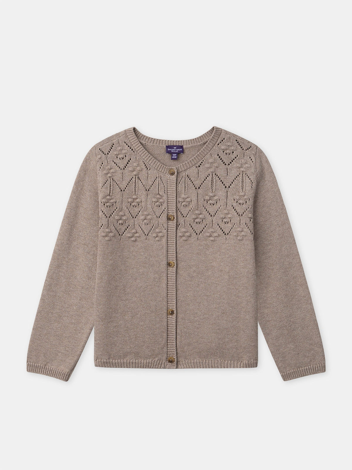 Cardigan marron à broderie Fille - 1