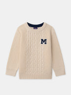 Pull écru avec patch "M" Garçon - 1