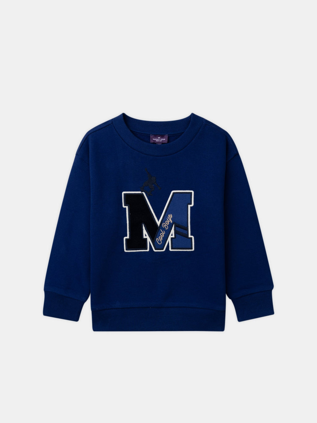 Sweat bleu avec patch "M" Garçon - 1