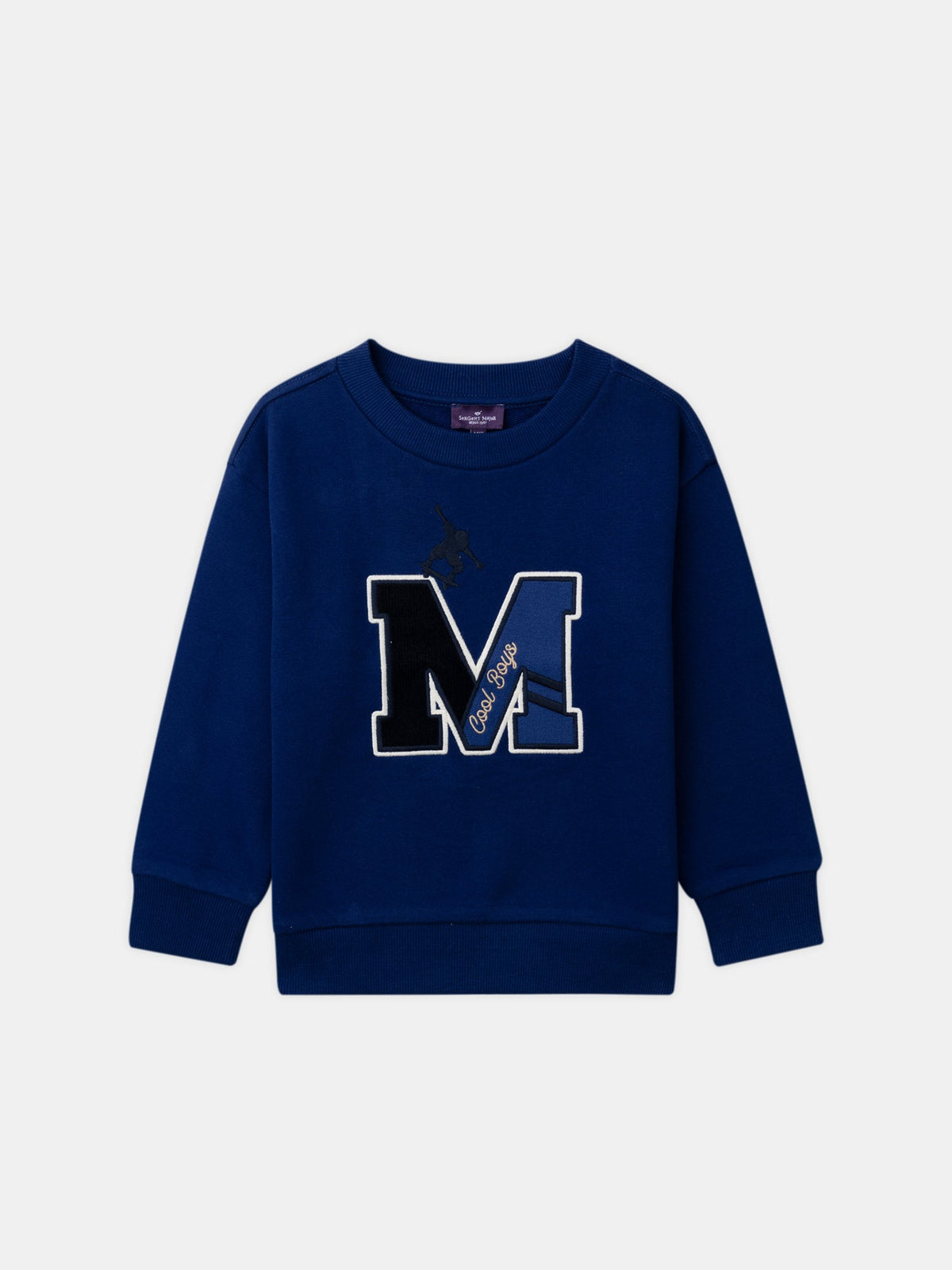 Sweat bleu avec patch "M" Garçon - 1