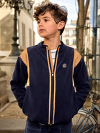 Gilet polaire zippé bleu marine à col Garçon - 1