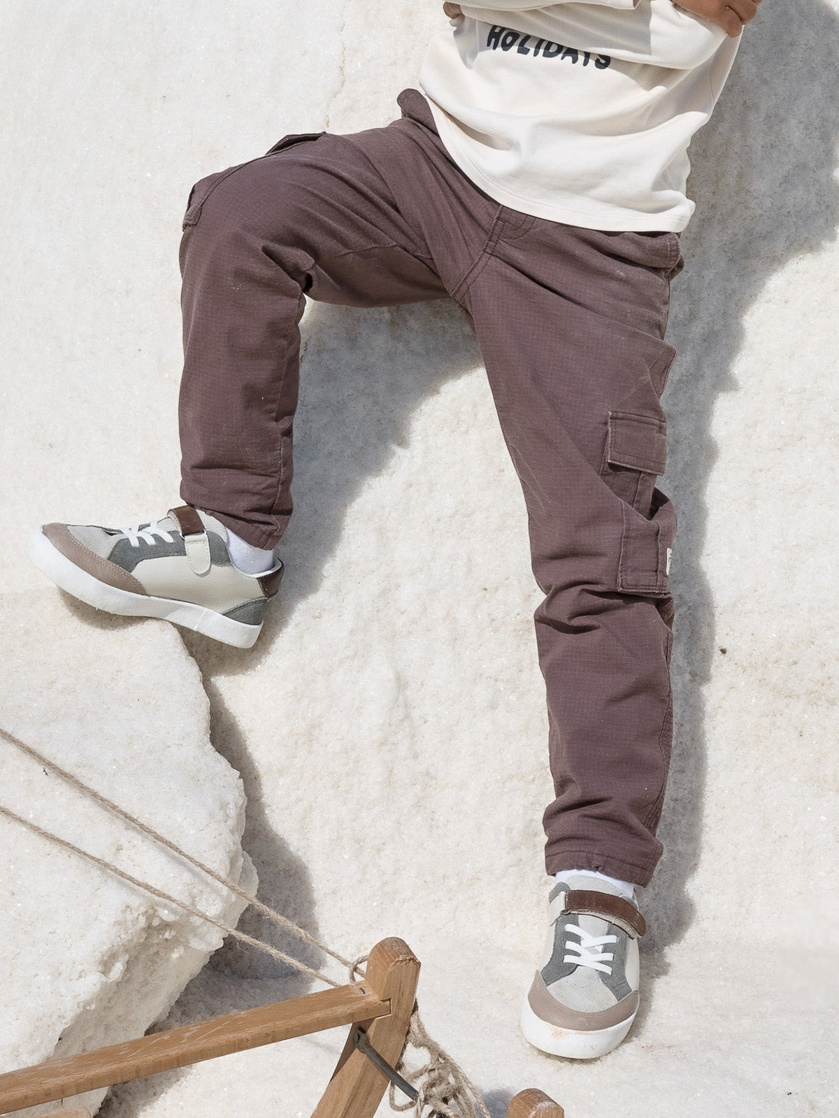 Pantalon brun cargo doublé polaire Garçon - 2