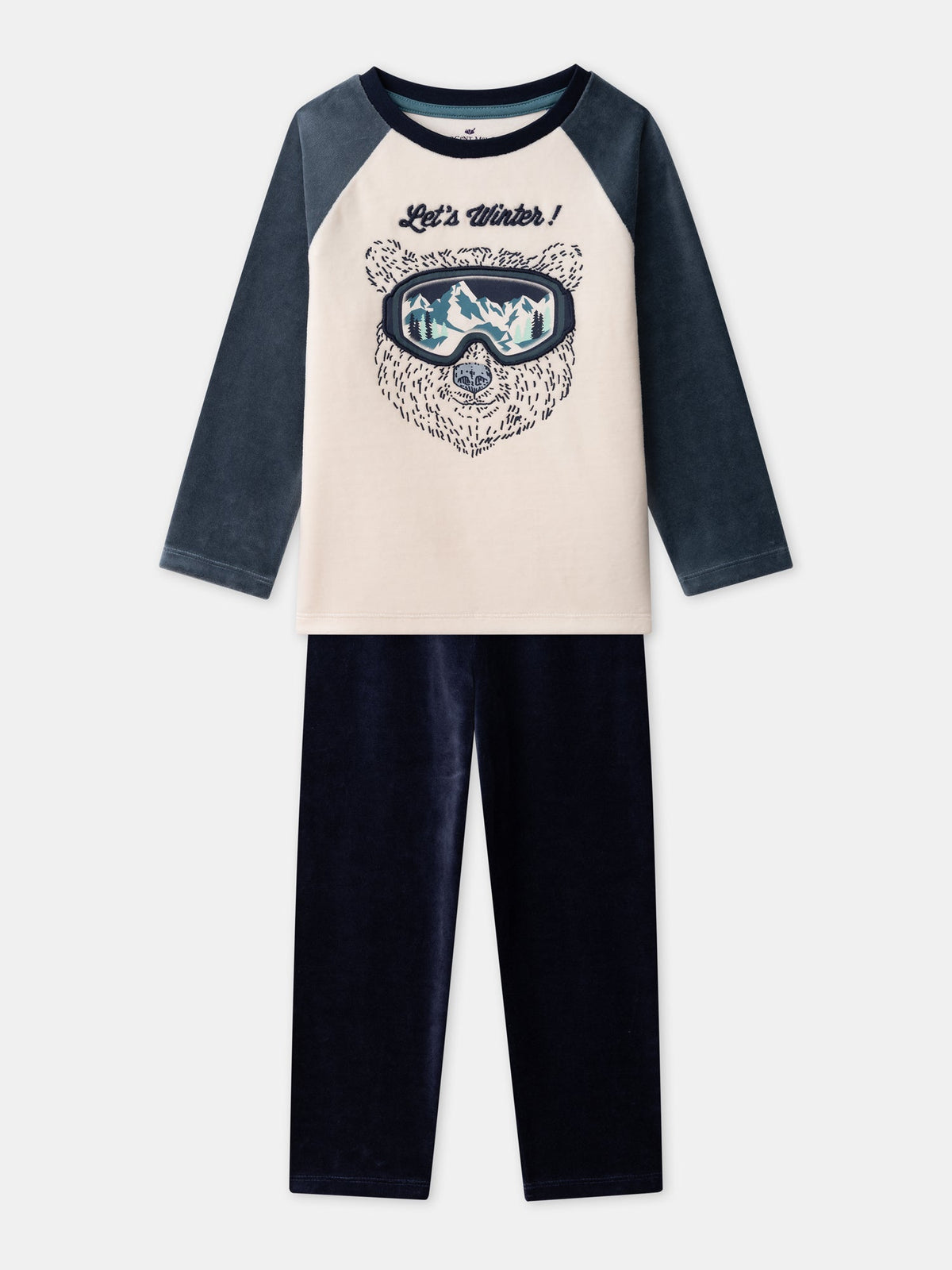 Pyjama écru et bleu marine ours Garçon - 1